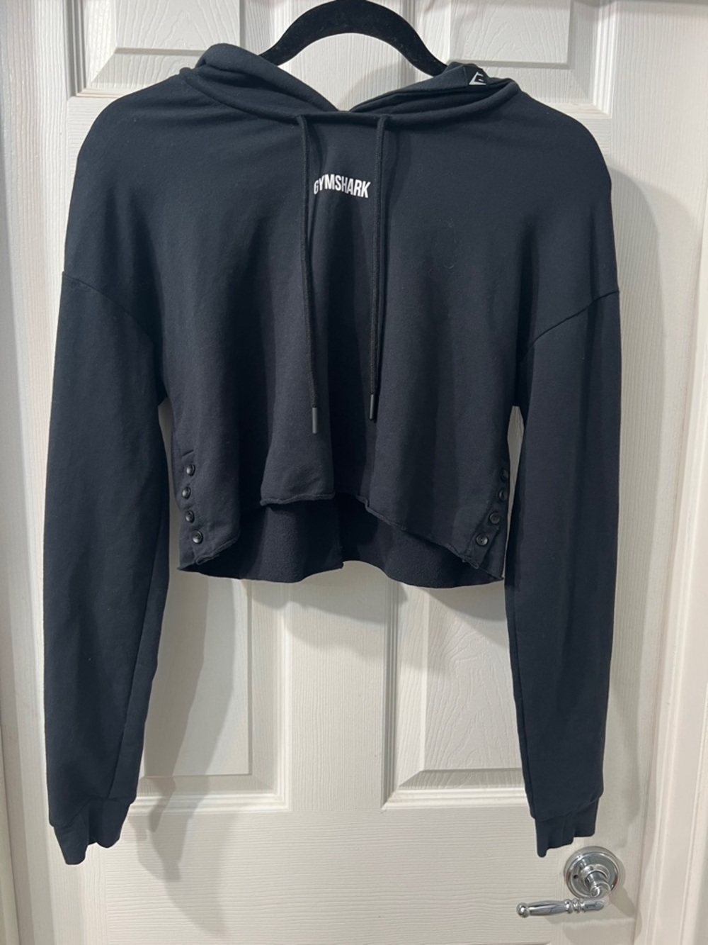 Gymshark Black Power Down Cropped Hoodie Size Small - Picture 3 of 5